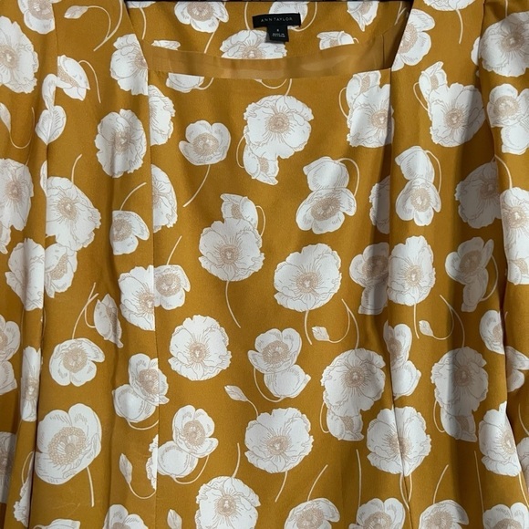 Ann Taylor Floral Square Neck Puff Top Size 8 - Picture 3 of 6